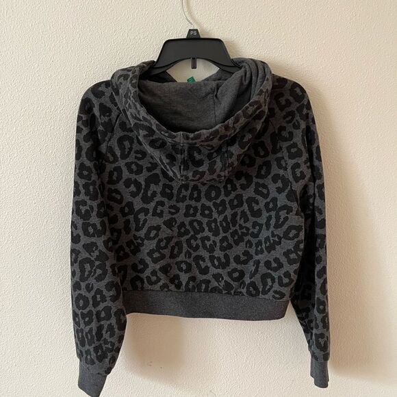 Dip Gray leopard print Women cropped hoodie M - Picture 4 of 6